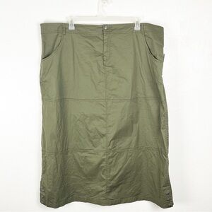 MOTTO Olive Green Front And Back Pockets Maxi Skirt, Size 26W